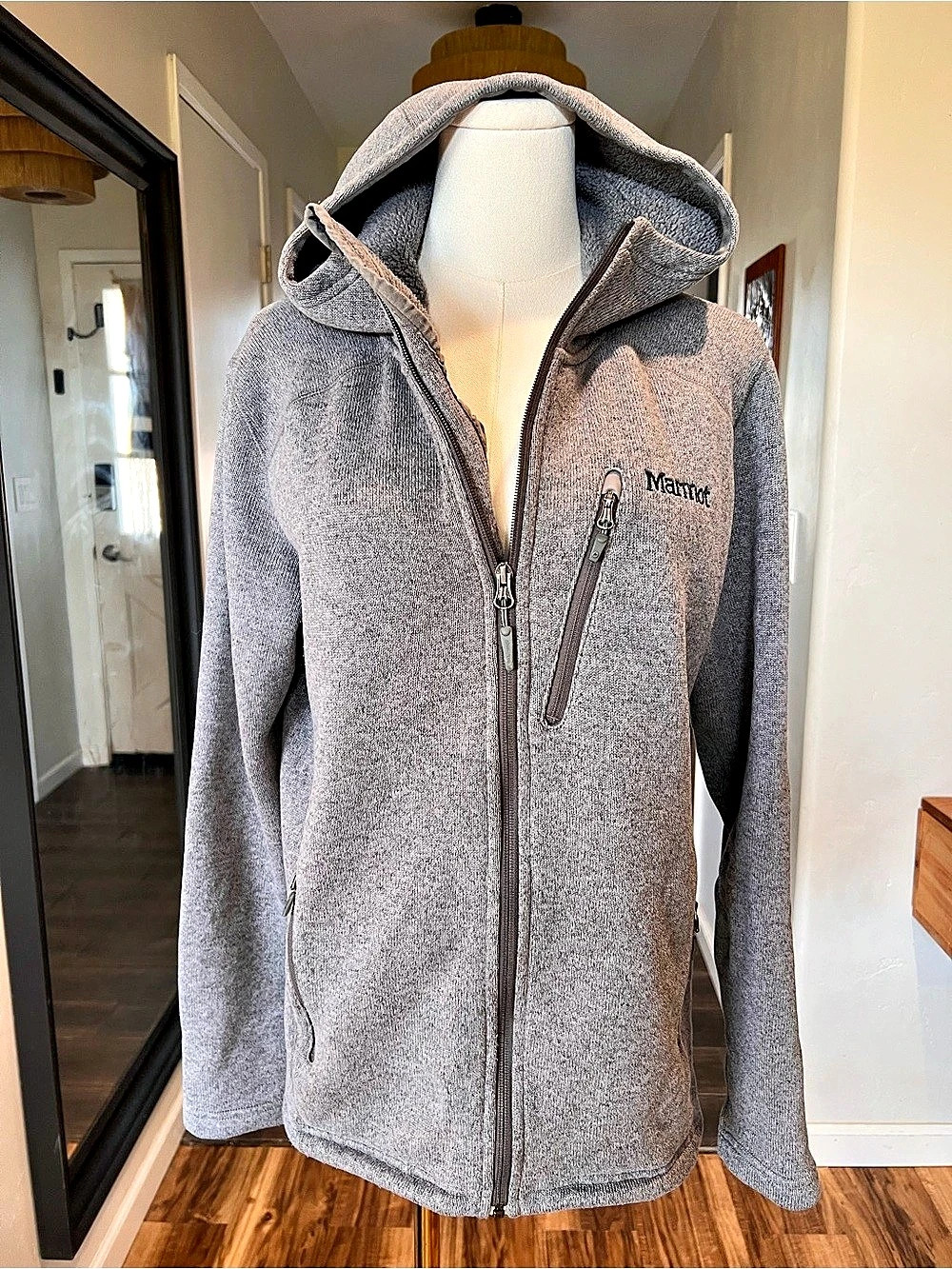 Marmot Drop Line Fleece Hoodie Gray Full-Zip Jacket